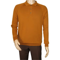 Men's Sweater Knit By BRANGO Turkey Polo Neck Cotton Blend 21220 Mustard