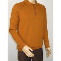 Men's Sweater Knit By BRANGO Turkey Polo Neck Cotton Blend 21220 Mustard