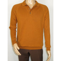Men's Sweater Knit By BRANGO Turkey Polo Neck Cotton Blend 21220 Mustard