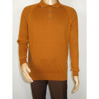 Men's Sweater Knit By BRANGO Turkey Polo Neck Cotton Blend 21220 Mustard