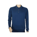 Men's Sweater Knit By BRANGO Turkey Polo Neck Cotton Blend 21220 Sax Blue