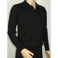 Men's Sweater Knit By BRANGO Turkey Polo Neck Cotton Blend 21228 Black