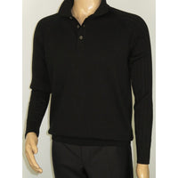 Men's Sweater Knit By BRANGO Turkey Polo Neck Cotton Blend 21228 Black