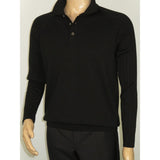 Men's Sweater Knit By BRANGO Turkey Polo Neck Cotton Blend 21228 Black