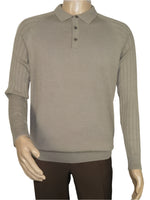 Men's Sweater Knit By BRANGO Turkey Polo Neck Cotton Blend 21228 Dark Beige