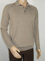 Men's Sweater Knit By BRANGO Turkey Polo Neck Cotton Blend 21228 Dark Beige