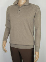 Men's Sweater Knit By BRANGO Turkey Polo Neck Cotton Blend 21228 Dark Beige