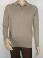Men's Sweater Knit By BRANGO Turkey Polo Neck Cotton Blend 21228 Dark Beige