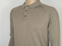 Men's Sweater Knit By BRANGO Turkey Polo Neck Cotton Blend 21228 Dark Beige