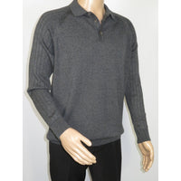 Men's Sweater Knit By BRANGO Turkey Polo Neck Cotton Blend 21228 Charcoal Gray