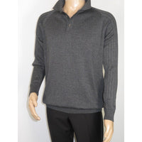 Men's Sweater Knit By BRANGO Turkey Polo Neck Cotton Blend 21228 Charcoal Gray