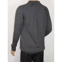 Men's Sweater Knit By BRANGO Turkey Polo Neck Cotton Blend 21228 Charcoal Gray