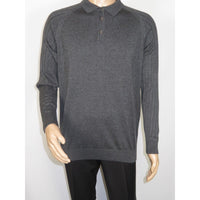 Men's Sweater Knit By BRANGO Turkey Polo Neck Cotton Blend 21228 Charcoal Gray