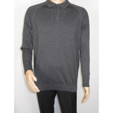 Men's Sweater Knit By BRANGO Turkey Polo Neck Cotton Blend 21228 Charcoal Gray