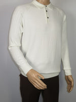 Men's Sweater Knit By BRANGO Turkey Polo Neck Cotton Blend 21228 White