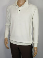 Men's Sweater Knit By BRANGO Turkey Polo Neck Cotton Blend 21228 White