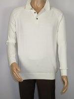 Men's Sweater Knit By BRANGO Turkey Polo Neck Cotton Blend 21228 White