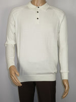 Men's Sweater Knit By BRANGO Turkey Polo Neck Cotton Blend 21228 White
