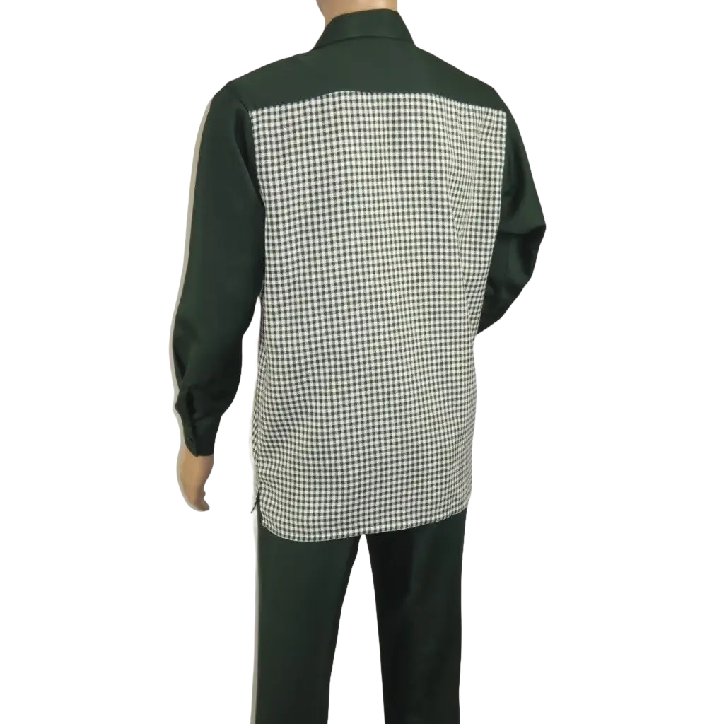 Men's MONTIQUE Two Piece Set Walking Leisure Suit 2367 Green Checkers