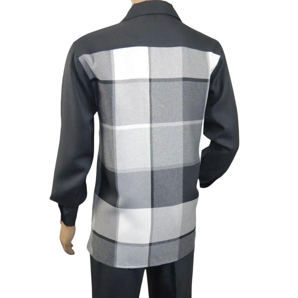 Men's MONTIQUE Two Piece Set Walking Leisure Suit 2370 Gray Plaid