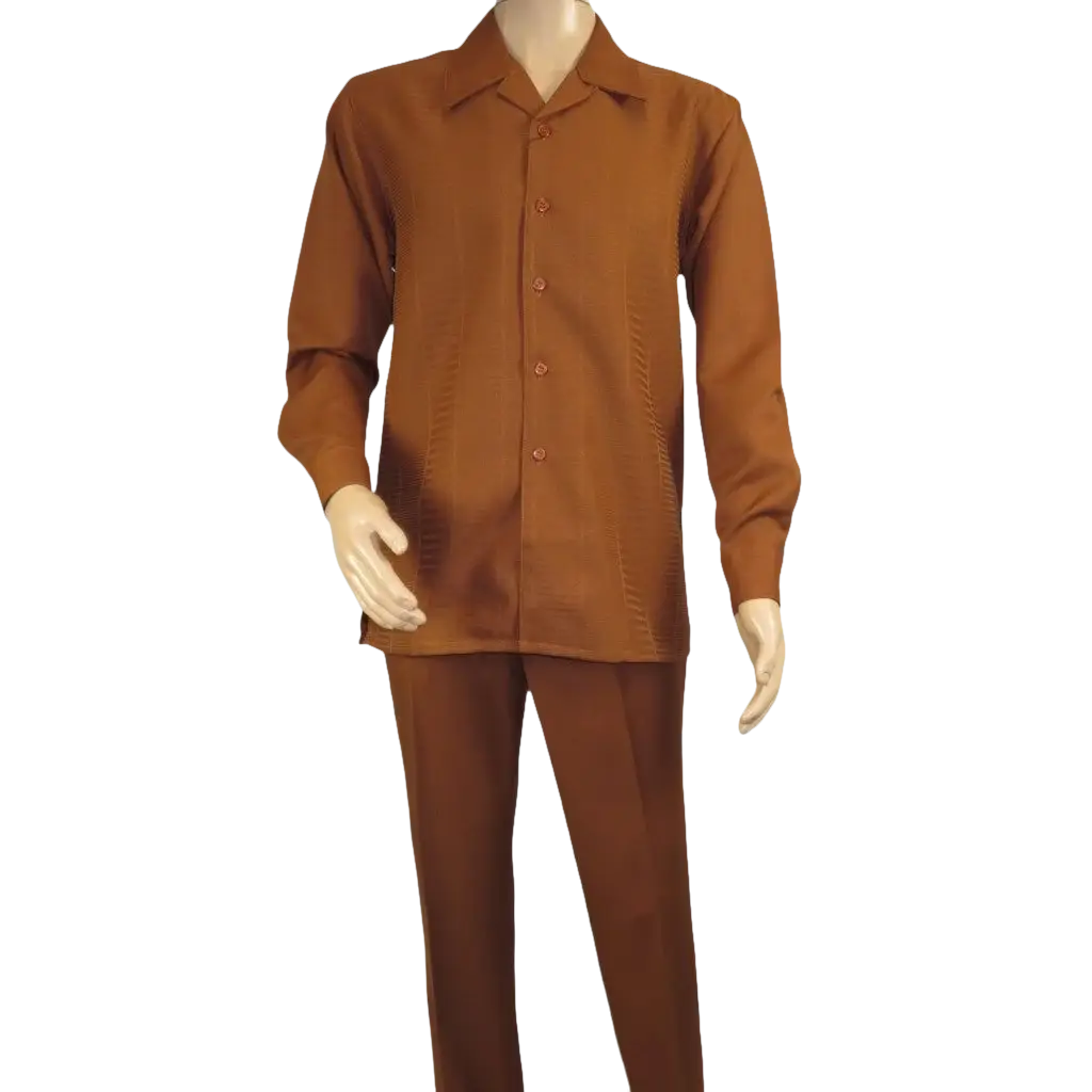Men's MONTIQUE Two Piece Set Walking Leisure Suit 2372 Cognac Tone on Tone