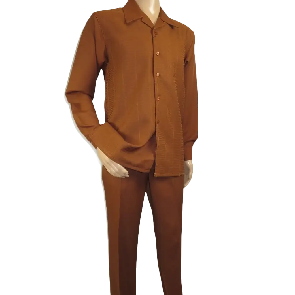 Men's MONTIQUE Two Piece Set Walking Leisure Suit 2372 Cognac Tone on Tone