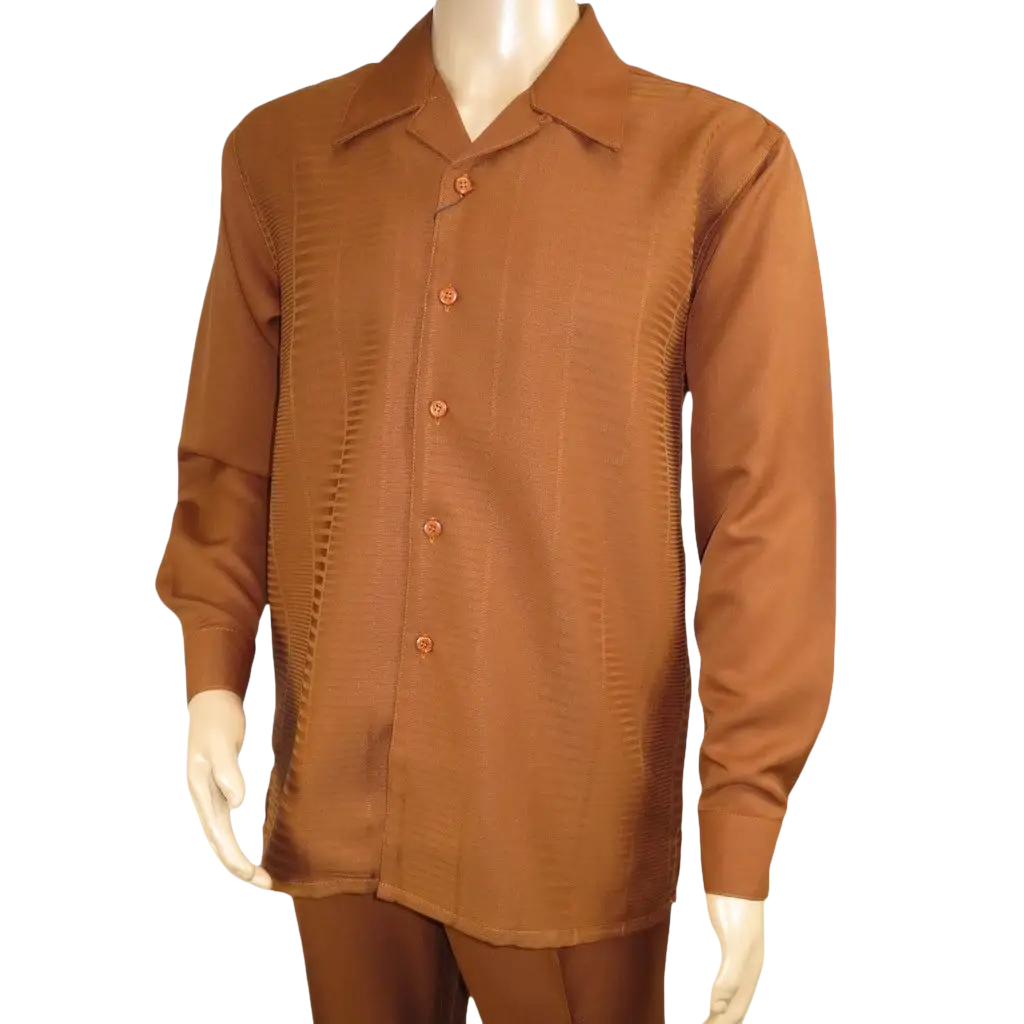 Men's MONTIQUE Two Piece Set Walking Leisure Suit 2372 Cognac Tone on Tone
