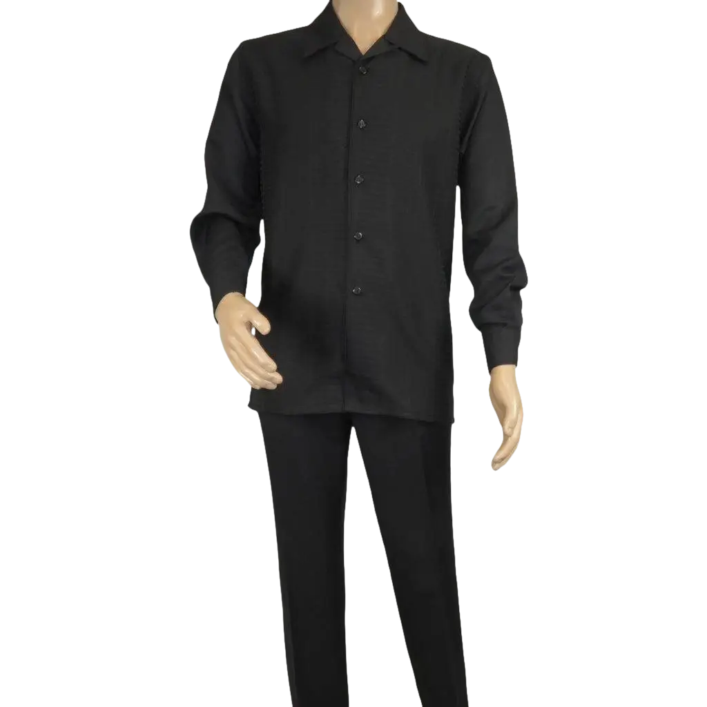 Men's MONTIQUE Two Piece Set Walking Leisure Suit 2372 Black Tone on Tone