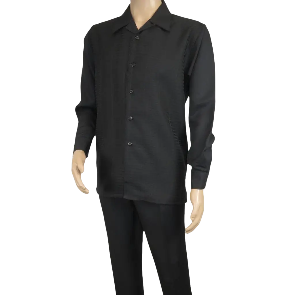 Men's MONTIQUE Two Piece Set Walking Leisure Suit 2372 Black Tone on Tone