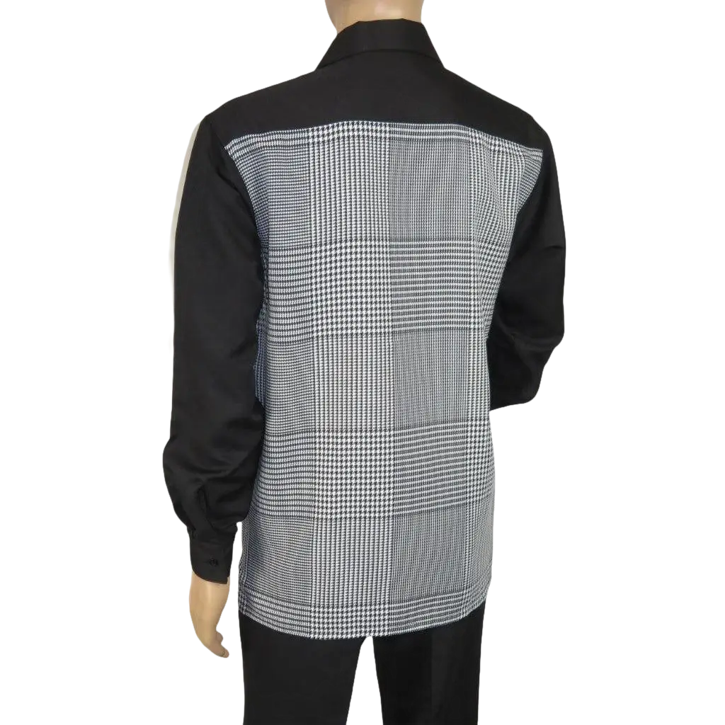 Men's MONTIQUE 2 PC Set Walking Leisure Suit 2390 Black White Hounds tooth