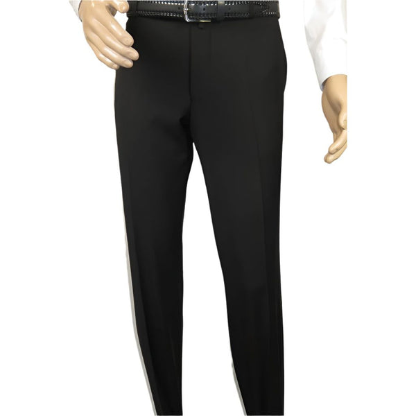 Men's MONO Turkey Slacks 100% Wool Plain Front Regular Fit 2501-01 Black