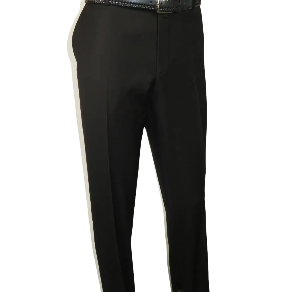 Men's MONO Turkey Slacks 100% Wool Plain Front Regular Fit 2501-01 Black
