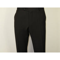 Men's MONO Turkey Slacks 100% Wool Plain Front Regular Fit 2501-01 Black