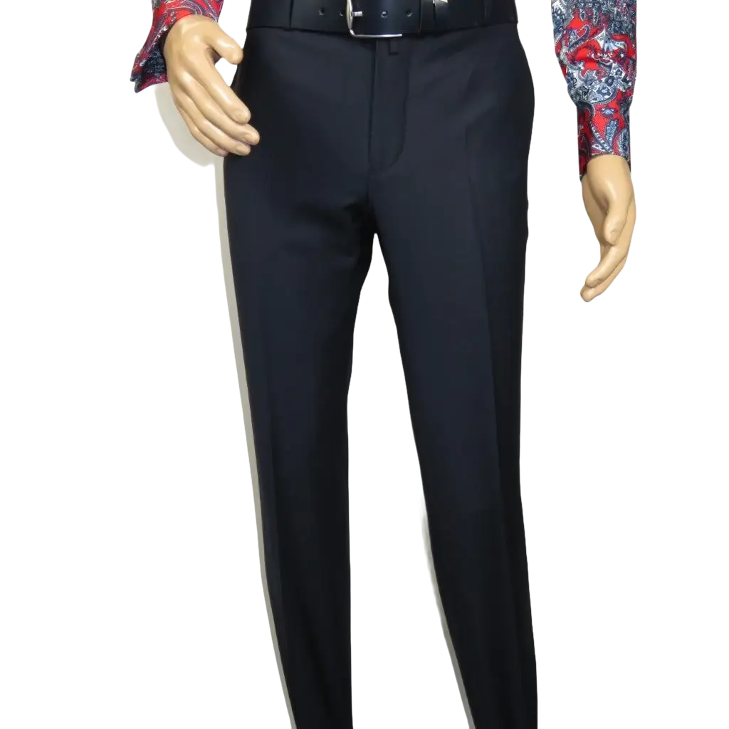 Men's MONO Turkey Slacks 100% Wool Plain Front Regular Fit 2501-02 Navy Blue