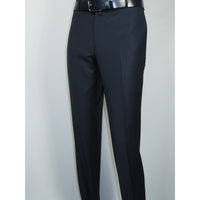 Men's MONO Turkey Slacks 100% Wool Plain Front Regular Fit 2501-02 Navy Blue