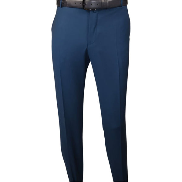 Men's MONO Turkey Slacks 100% Wool Plain Front Regular Fit 2501-05 French Blue