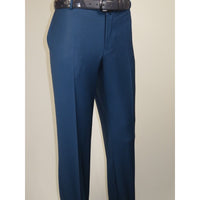 Men's MONO Turkey Slacks 100% Wool Plain Front Regular Fit 2501-05 French Blue