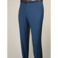 Men's MONO Turkey Slacks 100% Wool Plain Front Regular Fit 2501-05 French Blue