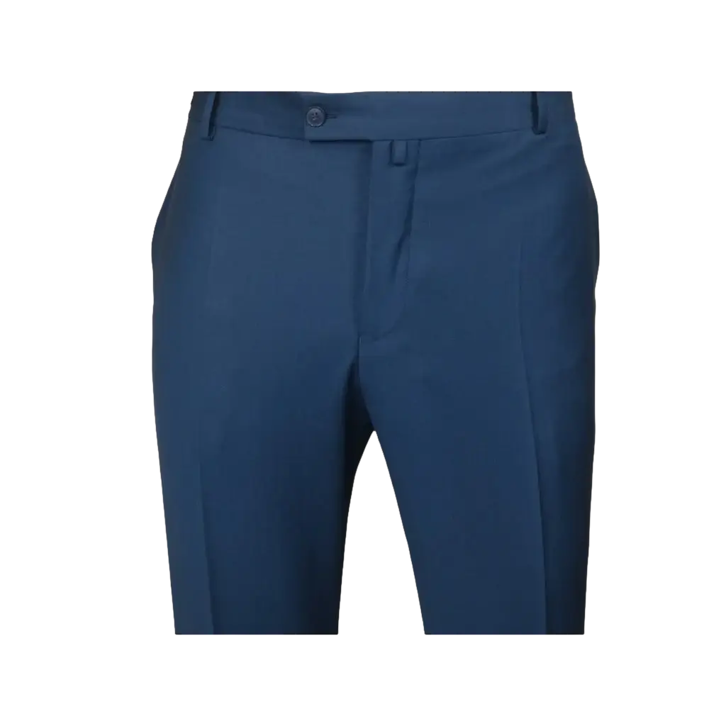 Men's MONO Turkey Slacks 100% Wool Plain Front Regular Fit 2501-05 French Blue