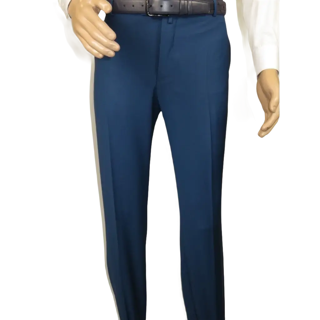 Men's MONO Turkey Slacks 100% Wool Plain Front Regular Fit 2501-05 French Blue