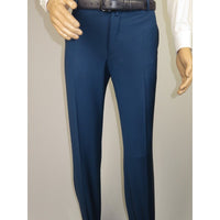 Men's MONO Turkey Slacks 100% Wool Plain Front Regular Fit 2501-05 French Blue
