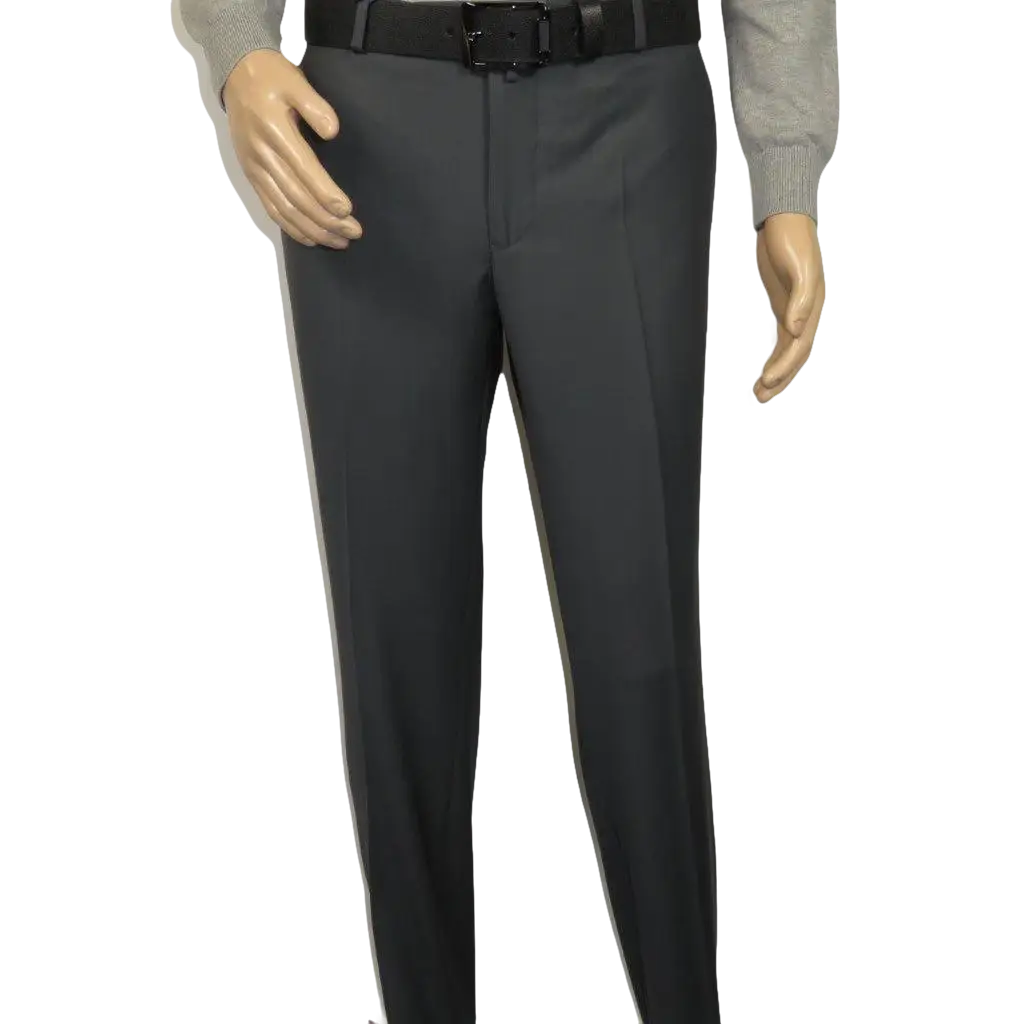 Men's MONO Turkey Slacks 100% Wool Plain Front Regular Fit 2501-06 Charcoal Gray