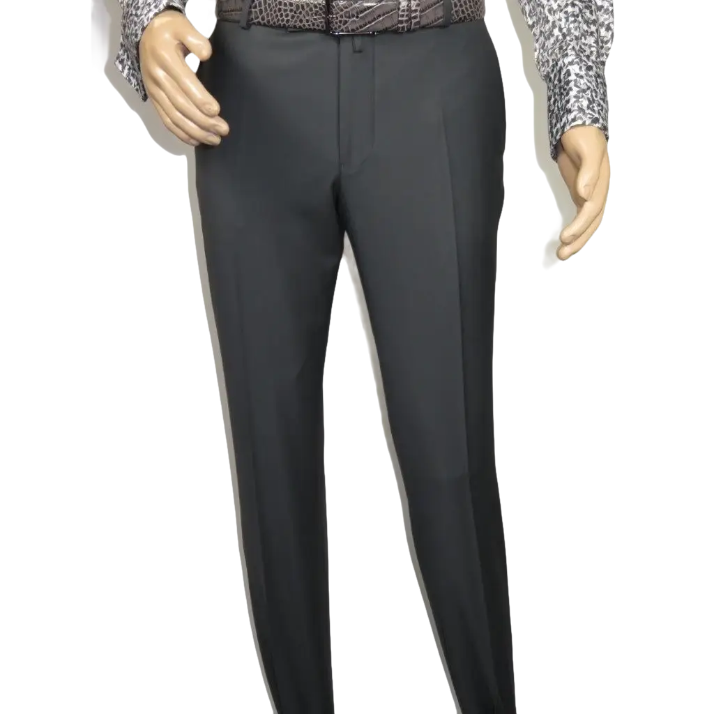 Men's MONO Turkey Slacks 100% Wool Plain Front Regular Fit 2501-06 Charcoal Gray