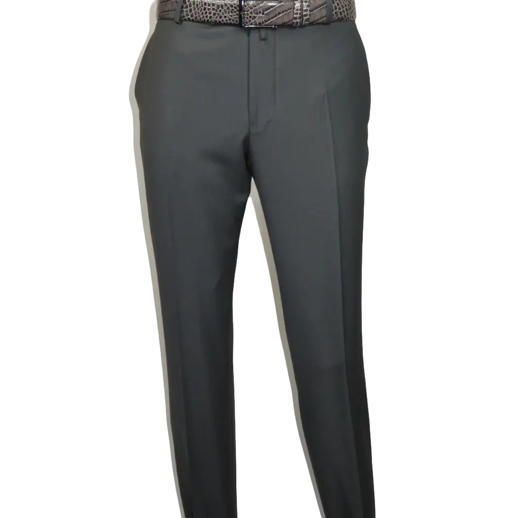 Men's MONO Turkey Slacks 100% Wool Plain Front Regular Fit 2501-06 Charcoal Gray