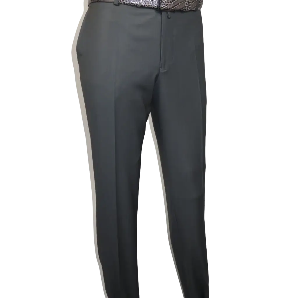 Men's MONO Turkey Slacks 100% Wool Plain Front Regular Fit 2501-06 Charcoal Gray