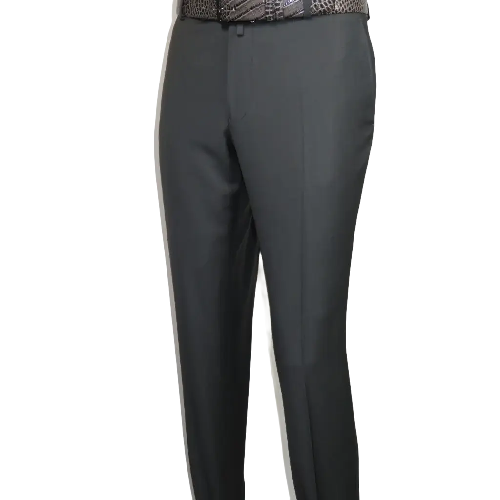 Men's MONO Turkey Slacks 100% Wool Plain Front Regular Fit 2501-06 Charcoal Gray