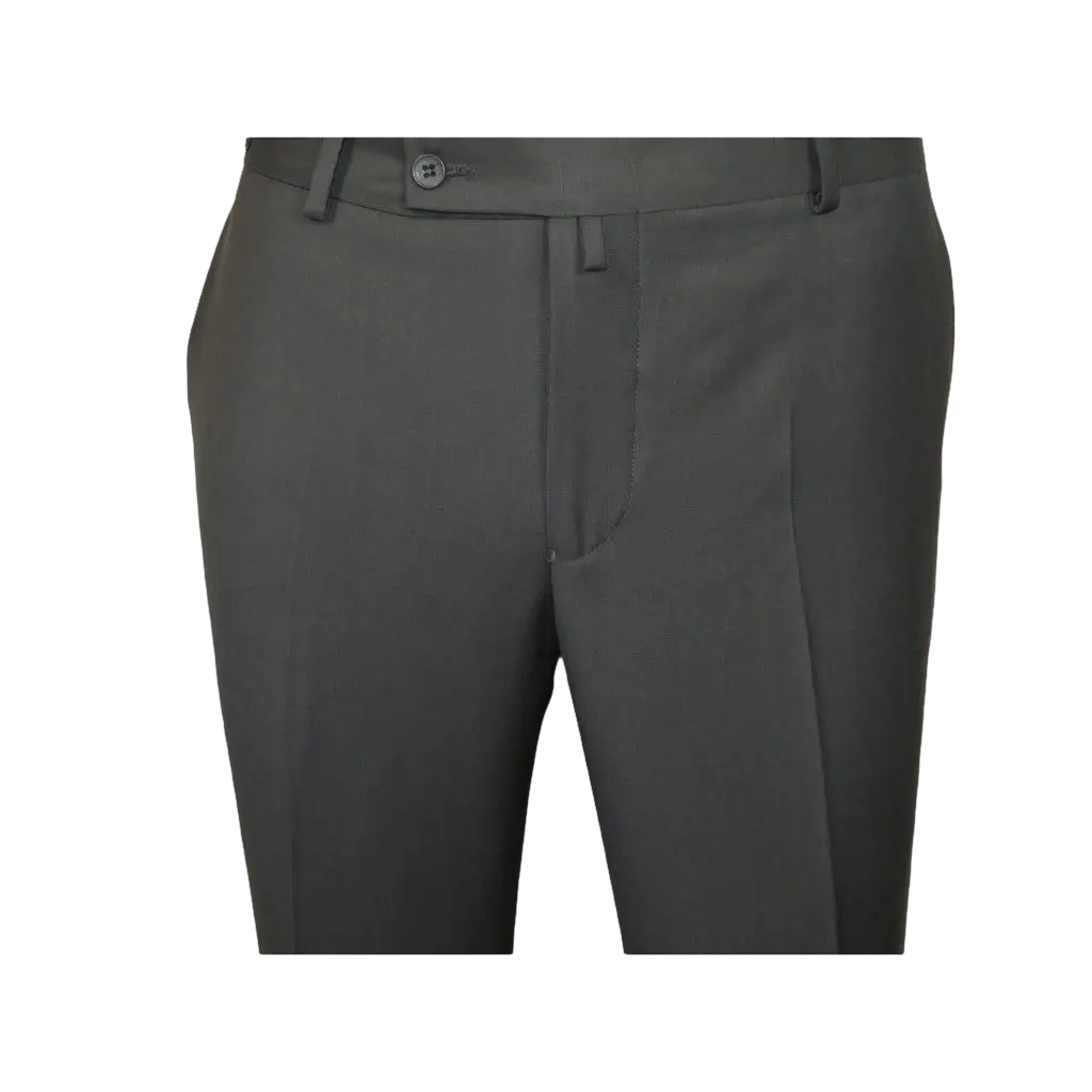 Men's MONO Turkey Slacks 100% Wool Plain Front Regular Fit 2501-06 Charcoal Gray