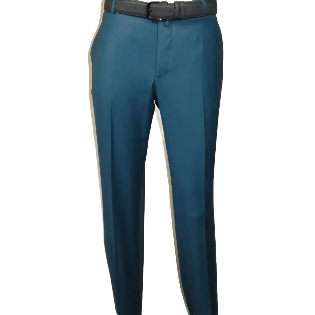 Men's MONO Turkey Slacks 100% Wool Plain Front Regular Fit 2501-12 L.Teal