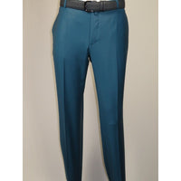 Men's MONO Turkey Slacks 100% Wool Plain Front Regular Fit 2501-12 L.Teal