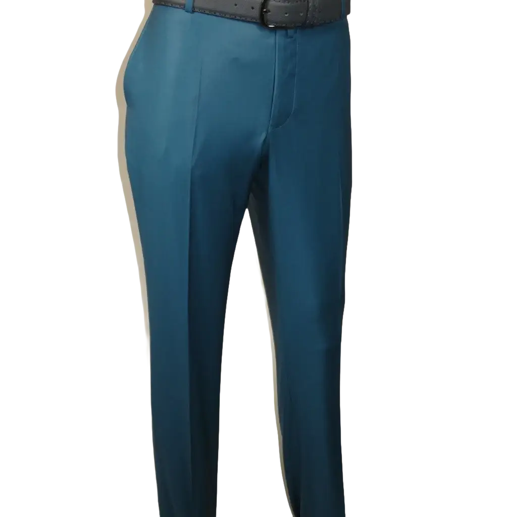 Men's MONO Turkey Slacks 100% Wool Plain Front Regular Fit 2501-12 L.Teal